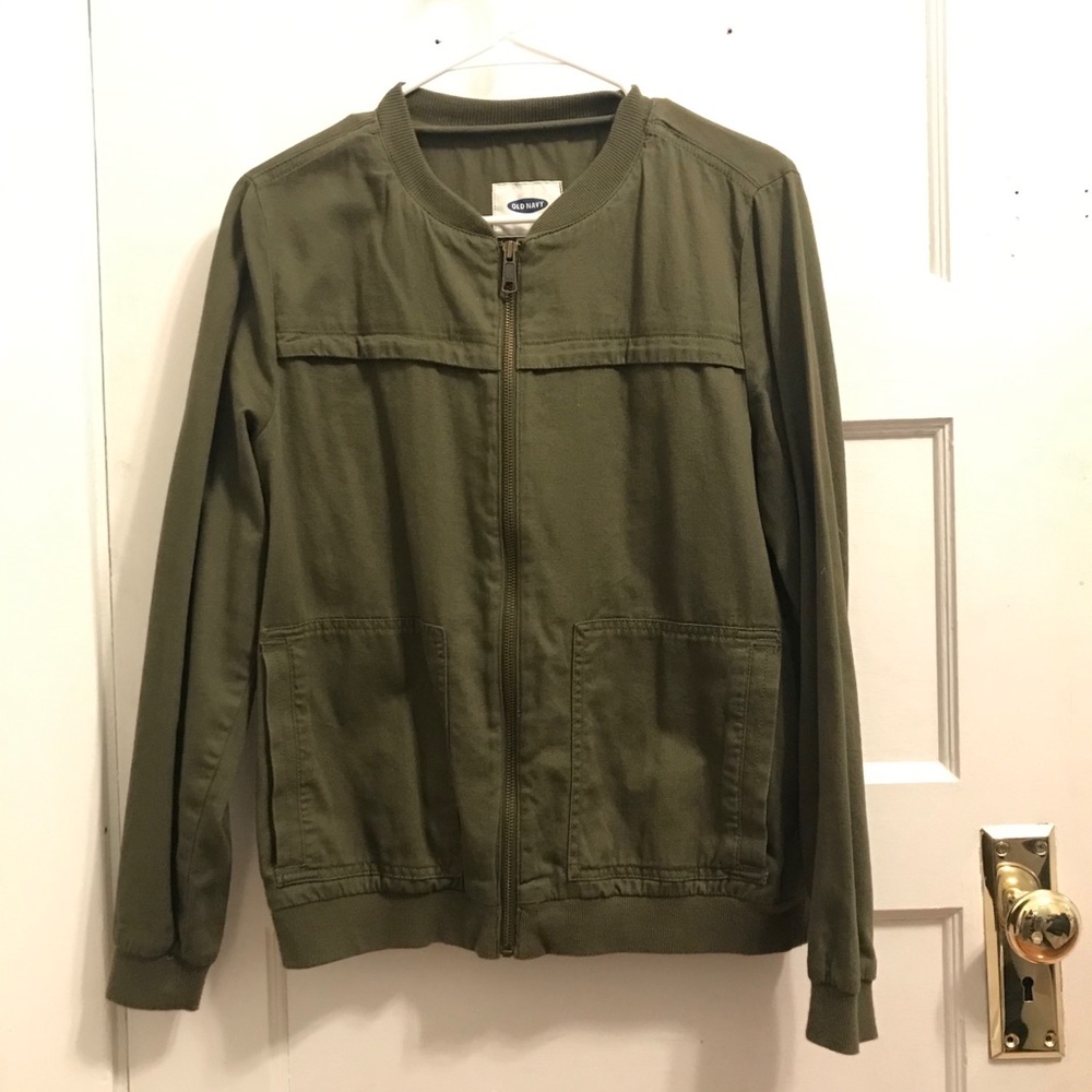 Cargo green cotton bomber jacket